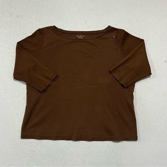 Talbots Tops - Talbots Women Brown Top  3/4 Sleeve Casual Size Pima Cotton 1X